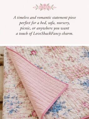 🌸 Authentic LoveShackFancy Rare Reversible Quilted Blanket